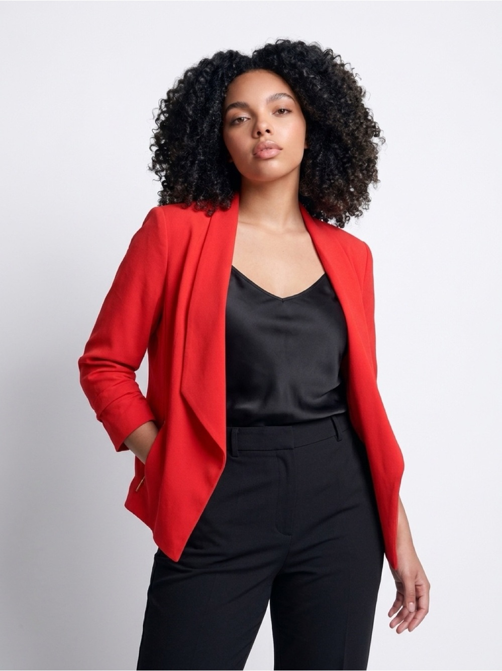 Vintage Marilyn Monroe Red Draped Open-Front Women's Blazer